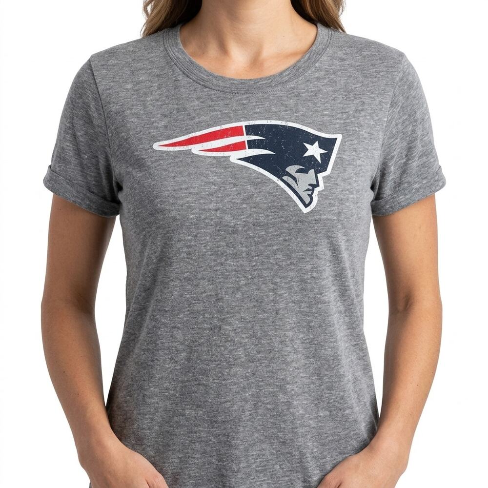 New England Patriots Distressed Gray Women’s T Shirt sz L Touch by Alyssa Milano